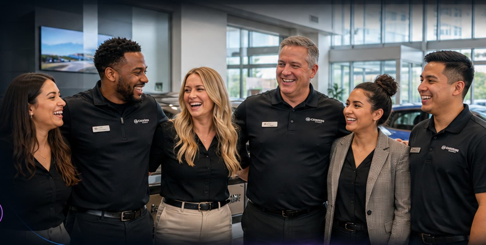 A dealership team on the showroom floor